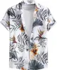 Camisas casuales para hombres 2024 Bloque de color de verano Rayas 3D Impreso Botón de manga corta Moda Camisa hawaiana Slimfit Formal