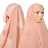 Abbigliamento etnico Hijab musulmano istantaneo con berretto in chiffon puro per le donne Velo Moda femminile Sciarpa islamica Foulard