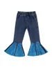 Hosen Mädchen, glitzernde Pailletten-Jeans, Schlaghosen, trendige, hoch taillierte Schlagjeans für kleine Fashionistas, Größen 3–7