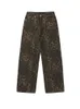 Baggy Leopard Print Y2K Jeans Women High midja Casual Wide Leg Denim Pants Fashion Streetwear Retro Straight 240227
