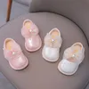 Babyskor 2024 Spring New Kids Shoes Bow Princess Small Leather Shoes White Toddler Shoes Soft Soles Buckle Baby Girls Shoes First Walkers