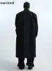 Mauroicardi Autumn Winter Long Overized Warm Moft Black Trench Coat Men med axelkuddar Lossa Casual Korean Fashion Overrock 240219