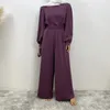 Vêtements ethniques Eid Ramadan Dubaï Abayas Femmes Turquie Robe de mode Ensembles musulmans Islam Femmes Deux pièces Ensemble Hauts et pantalons longs Femme