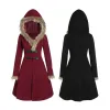 ジャケットHirigin New Fashion Women Long Warm Jacket Long Sleeve Hooded Faux Furフード付きエレガントなカジュアルな冬の女性トップス