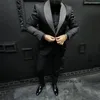 Herrenanzüge Slim Fit African für Männer 3 Stück Hochzeit Smoking Bräutigam schwarze Punkte Jacke mit Weste Hosen Mode Set Schal Revers Kostüm 2024