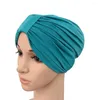 Ethnic Clothing Hijab Caps Women Turban Cap Muslim Headscarf Bonnet Elastic Solid Color Female Knot Chemo India