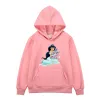 Sweatshirts Nya vintern Aladdin Jasmine Princess Prints Bomulls pojkar flickor barn varm fleece huva tröja avslappnade ficka kvinnor