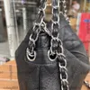 Womens Diamond Lattice Vintage Calfskin Black Jumbo XXL Airport Shoulder Bags Thick Handle Silver Metal Hardware Matelasse Chain Crossbody Outdoor Handbags 31CM