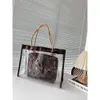 2024SS New Fashion Transparent Jelly Handbag Designer Handheld Shopping Bag Womens Handbag One Shoulder Crossbodys Large Shopping Bag 2 Piece Set PVC Wallet 40cm