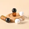 Brown Clear Glass Essential Oil Bottles 1ml 2ml 3ml 5ml Mini Perfume Sample Containers With Plastic Tip And Dice Caps