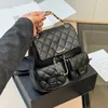 Designer de luxo Caviar couro Gabrielle Backpack Backpack Backpack Hardware de metal dourado Matelasse Caderbody ombro bolsas de ombro Turn Brek para meninas 20cm