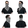 Банданы Черно-белая клетчатая бандана, гетры на шею, защита от ультрафиолета, маска для лица, шарф, геометрическая шахматная доска, повязка на голову, трубка, Балаклава