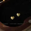 Dangle Earrings Mini Version Of Micro-set Zircon 925 Silver Needle Plated 14K Heart-shaped Ins Personality Small And Fresh