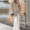 Cardigans Sparkling Silk Sweater Zipper Cardigan Women Elegant Stand Collar Bishop Sleeve Sweater Coat 2023 Autumn Chic Lady Outerwear