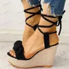 Sandálias verão tornozelo cinta mulheres sandálias plataforma cunhas salto alto rebanho borboleta peep toe moda feminina senhoras sapatos zapatos de mujer t240302