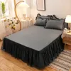 Jupe de lit en dentelle de couleur unie, couvre-matelas décoratif antidérapant à volants, couvre-lit protecteur, drap de lit, 240227