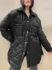 Parka Giacca Invernale da Donna 2023 Super Hot Risvolto Lungo Allentato Cappotto Plaid Caldo per Le Donne Casual Streetwear Cappotto Trapuntato Abbigliamento Femminile