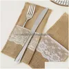 Other Festive & Party Supplies Christmas Tableware Set Linen Lace Decoration Knife And Fork Bag Party Wedding Festival By Ocean- P79 D Dhq0K