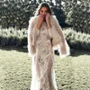 Casual Dresses Transparent Lace Sexy Wedding Dress Women Fashion Backless Floor-Length Formal White Long Sleeve Zipper Patchwork Clothes