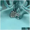 Anypendant 2024 New Designer Necklaces T S925 Sterling Sier Diamond Heart Brand Small Key Necklace Platinum Clavicle Chain Light Luxu Dhld7