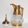 Bottiglie d'acqua Bollitore in vetro di grande capacità Bollitore freddo in stile medievale Dubai Bottiglia fredda in cristallo intagliato Medio Oriente Tie Pot 1600 ml
