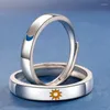 Кольца кластера, 2 шт., пара Солнца и Луны, медь, лак для влюбленных, регулируемое кольцо на День святого Валентина, подруга, парень