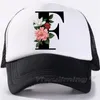 Bola bonés flor letra fonte uma malha beisebol mulheres homens ajustável snapback chapéus para hip hop boné de caminhoneiro streetwear pai chapéu