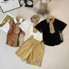 Classics Baby T-shirt Set Summer Two-Piece Set Child Tracksuits Tails 100-150 College Style Tie Boys Short Shirt et Shorts 24Feb20