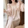 Women's Sleepwear Princess Style Nightdress Women Autumn Winter Sweet Thick Pajamas Long Flannel Home Wear Plus Size Nightgown