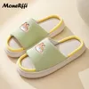 Slippers Couple Home Women Shoes Cartoon Cow For Men Indoor Sandals Linen Four Seasons Slides Floor Slipper