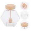 Dinnerware Sets 220 Ml Crystal Glass Bottles With Lids Heat-Resistant Honey Storage Wooden Jars