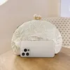 Women Flowers Evening Bags Egg Shaped Clutch Purse Mini Party Dinner With Chain Drop 240223