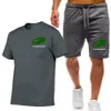 Nouveaux vêtements d'été pour hommes deux pièces ensembles hommes survêtement de sport hommes imprimer ensembles à manches courtes hommes t-shirt shorts Fitness vêtements de sport