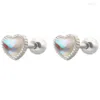 Boucles d'oreilles tendance opale amour coeur pour femmes filles mariage fête de noël anniversaire bijoux cadeau Pendientes Eh454299N