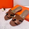 Designerskor Womens 'Slippers Sandaler Real Leather Tisters Luxury Fashion Summer Beach Sandal Ladies Slides Rubber Classical Flat Slides With Original Box 02