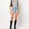 Женские шорты брендового дизайна с перфорированными кисточками, сексуальные облегающие джинсовые шорты с запахом на рукавах, супер летние для девочек