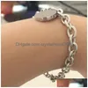 Bracelets ronds en forme de cœur de 15 mm pour femmes, chaîne en acier inoxydable, bijoux à la main, cadeaux pour femmes, accessoires, vente en gros, livraison Dhswq