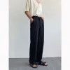 Costume noir et blanc pour hommes, mode sociale, robe coréenne, pantalon ample, droit, jambes larges, pantalon formel de bureau