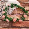 Decorative Flowers Floral Fall Boho Crown Rose Flower Hair Wreath Headband Bridal Headpiece Girl Headdress Props For Wedding