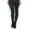 Capris Y2K Gothic Pants Women Ladies Harajuku Side Lace up leggings Black Skinny Pans Streetwearヴィンテージパンクゴシックズボン