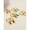 Hoop Earrings YACHAN 18K Gold Plated Stainless Steel Huggie For Women Colorful Stone Turquoise Charms Chic Jewelry