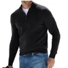 Jesienna męska odzież potu ciepła pullover solidny kolor na pół zamek błyskawiczny Sweter Slim Slim V-dółk