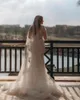 Vestido de novia de sirena de lujo sin tirantes con lente de lentejuelas de nupcia con tren desmontable 2024 bata para la fiesta de bodas nupcial