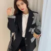Blazers kvinnors koreanska stil modeplikt skarvdräkt jacka blazer för kvinnors vinterrockar modeller slitage för att arbeta nya i ytterkläder