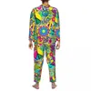 Męska odzież snu Pokój kwiatowy Pajama Zestaw Groovy Fun Man Man Long Rleeves Straszny luźny pokój Dwukaładowy odzież nocna duża rozmiar XL 2xl