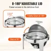 Processorer vevor roll topp chafing skål buffé set 6 qt 2 pack rostfritt stål chafer med 2 full storlek pannor rund catering varmare server