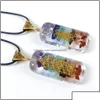 Pendant Necklaces Reiki Healing Colorf Chips Stone Chakra Orgone Energy Resin Necklace Amet Orgonite Crystal Carshop2006 Drop Delive Dhtbj