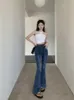 Feynzz Retro Girl Belt Jeans Female Highwaisted Slimfit Slimfit Mopping Prouts 240229