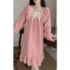 Women's Sleepwear Princess Style Nightdress Women Autumn Winter Sweet Thick Pajamas Long Flannel Home Wear Plus Size Nightgown