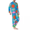 Vêtements de nuit pour hommes Memphis style pyjama ensemble motif abstrait noir tendance unisexe à manches longues vintage sommeil deux pièces costume à la maison plus taille